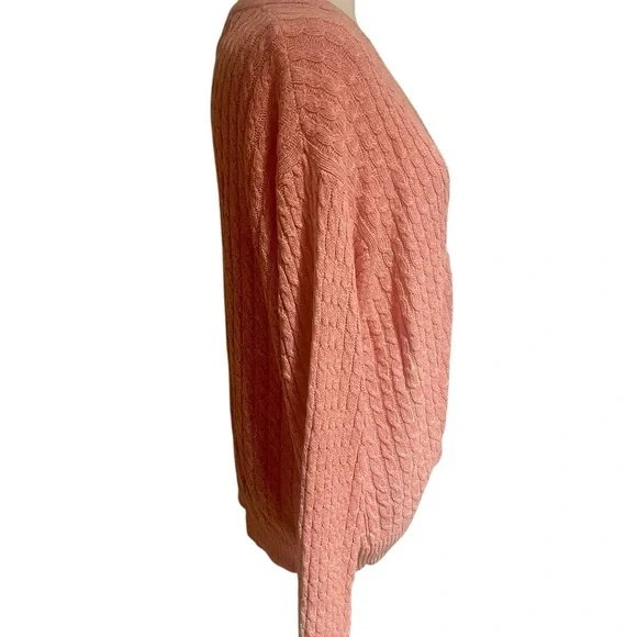 Gallagher XL Pink Cable Knit Cardigan Sweater Button Front Grandma Core Cottage - Picture 2 of 6